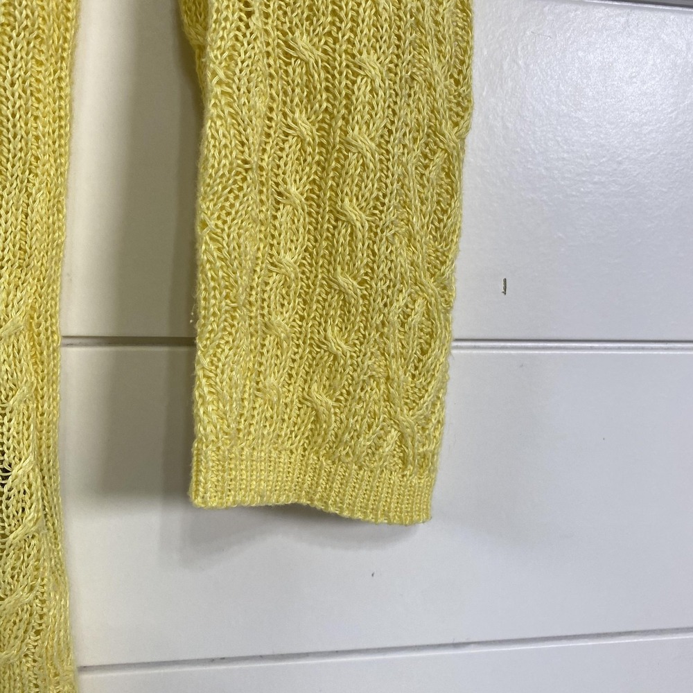 Lauren Ralph Lauren Sweater Womens Medium Yellow Cable Knit Linen 3/4 Sleeve - Picture 2 of 10